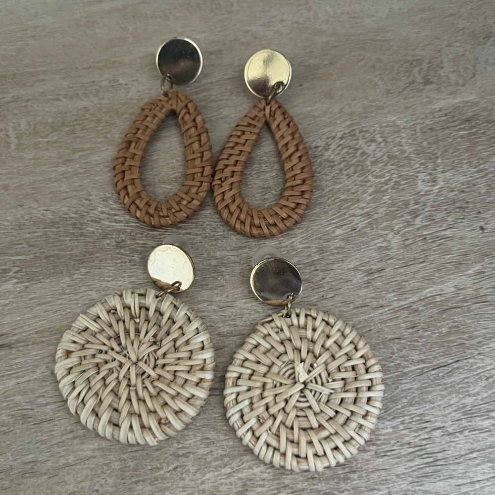 2 Paira Rattan Earrings